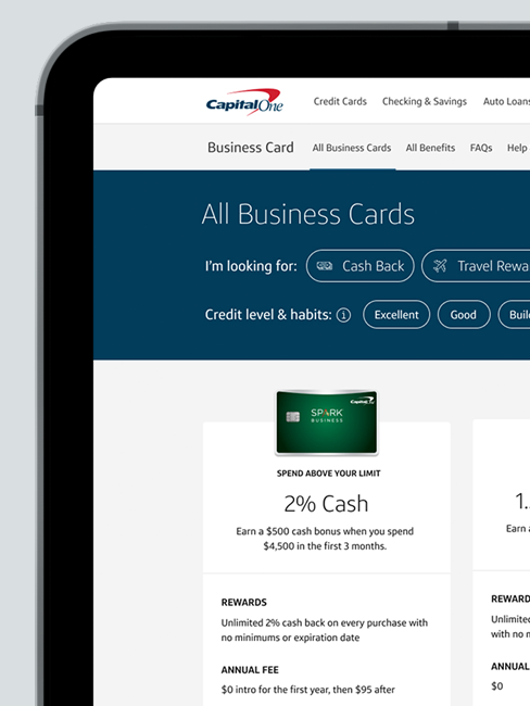 Capital One All Cards Page